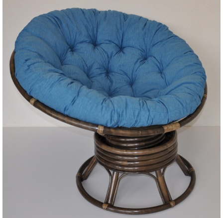 Ratanový papasan hojdací hnedý poduška tyrkysový melír