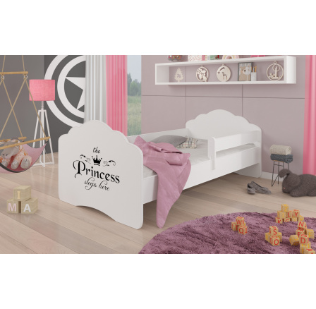 Posteľ s matracom a zábranou CASIMO PRINCESS BLACK 160x80 Biela