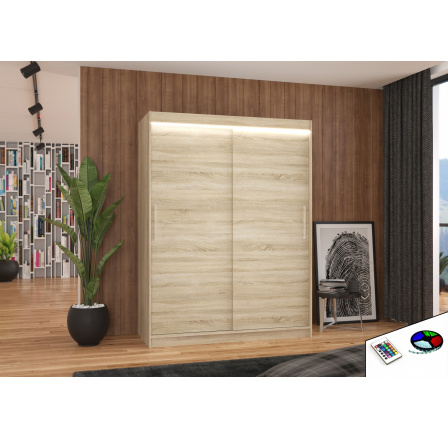 Posuvná skriňa s LED osvetlením DENVER 150 Sonoma+Sonoma