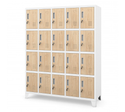 Kovová šatní skrinka BHP biela/dub sonoma: Eco Design ROBERT, 1360 x 1720 x 450 mm