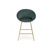 Barová stolička H112, tmavozelená / zlatá