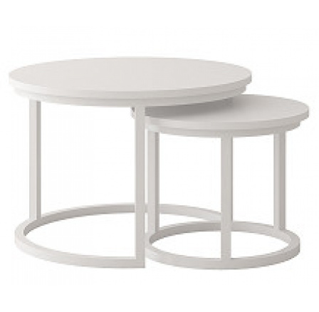 TRENTO - Konferenčný stolík set 2 kusov - laminát BIELY/ noha kovová BIELA(Toronto stolik kawowy =2balenia)(IZ) (K150)