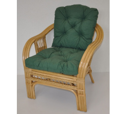 Ratanové kreslo Rio De Janeiro medové - poťah tmavo zelený melír