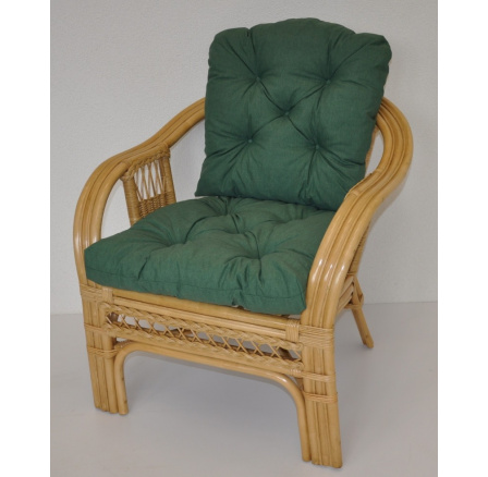 Ratanové kreslo Rio De Janeiro medové - poťah tmavo zelený melír