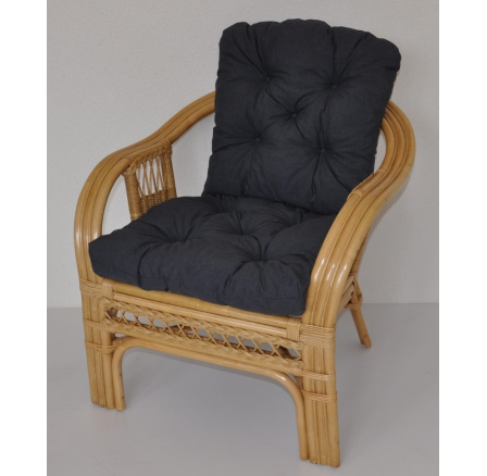 Ratanové kreslo Rio De Janeiro medové - poťah tmavošedý melír