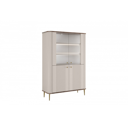 VESPER VITRÍNA 103 4D - kašmír mdf / orech / zlaté nohy VESPER VITRÍNA 103 4D - kašmír mdf / orech / zlaté nohy