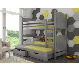 Trojlôžková poschodová posteľ s matracmi LETICIA Gray