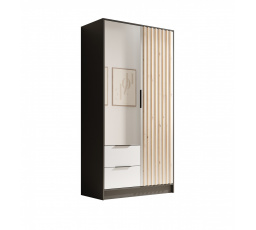 Šatní skriňa Neri 100 so zrkadlami Čierna+Biela