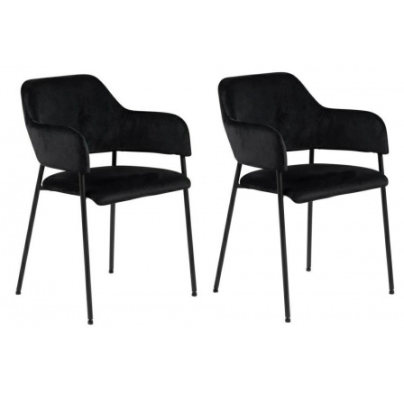Sada 2 zamatových kresiel Lima s opierkami čierne
