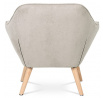 Kreslo, čalúnenie sivobéžová látka, drevené nohy - masívny kaučukovník