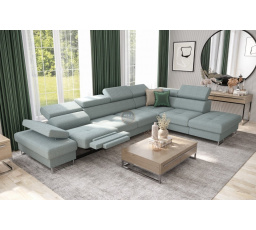 Rohová sedacia súprava GALAXY, relax s funkciou spania 225X350 cm - Odtiene mätovej, pravá