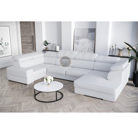 Rohová sedacia súprava ROYAL MAX I 210x375x185 - biela eko koža, ľavá