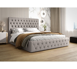 POSTEĽ VALENTINO PIK PRÍRODNÁ KOŽA S ÚLOŽNÝM PRIESTOROM - 160x200, kovový na plynových vzperách