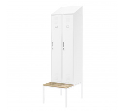 Šatní skrinka s lavičkou a strieškou KACPER II PRO, 600 x 2295 x 850 mm, biela
