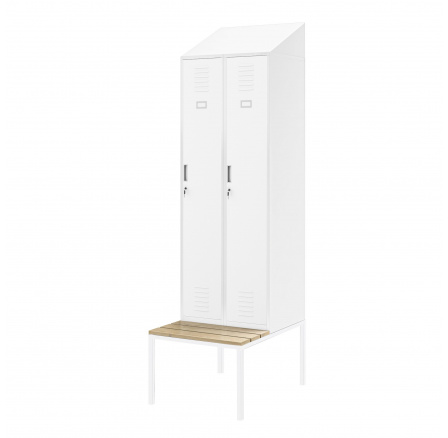 Šatní skrinka s lavičkou a strieškou KACPER II PRO, 600 x 2295 x 850 mm, biela Šatní skrinka s lavičkou a strieškou KACPER II PRO, 600 x 2295 x 850 mm, biela