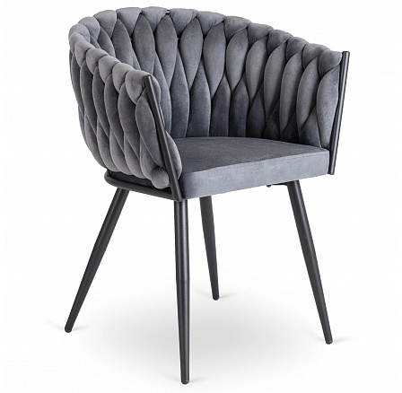 Stolička ELENA Sivá Pletená Zamatová