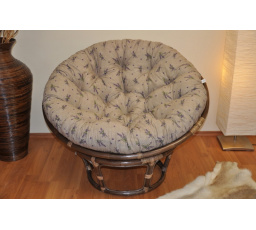 Ratanový papasan 110 cm hnedý vankúš levanduľový