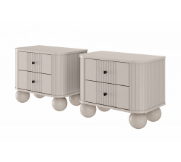 Sada nočných stolíkov Vesper 56 cm - kašmír / čierne úchyty / nohy gule