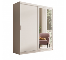 Šatní skriňa s posuvnými dverami a zrkadlom Hailey 180 Biela+Biela