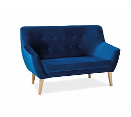 Pohovka NORDIC 2, zamatovo modrá Bluvel 86/bukový