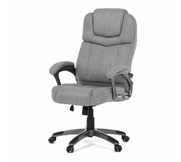 Kreslo kancelárske, sivá látka, sivý plastový kríž, kolieska na tvrdé povrchy