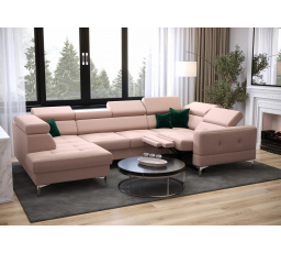 Rohová sedacia súprava TOSCANIA MAX I, relax s funkciou spania 170x350x185 cm - pravá, ružová