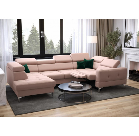 Rohová sedacia súprava TOSCANIA MAX I, relax s funkciou spania 170x350x185 cm - pravá, ružová