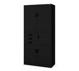 Kancelárska kovová skriňa so sejfom na spisy a dokumenty FILIP II, 900 x 1850 x 400 mm, čierna