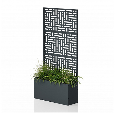 Pergola s kvetináčom kovová antracitová: ROSEN, 900 x 1800 x 300 mm Pergola s kvetináčom kovová antracitová: ROSEN, 900 x 1800 x 300 mm
