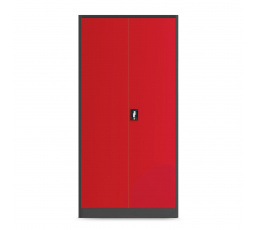 Plechová dielenská skriňa s policami BRUNO, 920 x 1850 x 500 mm, antracitovo-červená