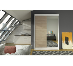 Šatní skriňa LINORA I 120, Biela/Dub sonoma