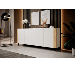 Komoda FARO biela matná/ biela matná/ dub craft