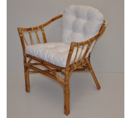 Ratanové kreslo Subaliu - vankúš biely keper