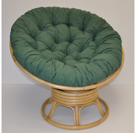 Ratanový papasan hojdací medový poduška tmavo zelený melír