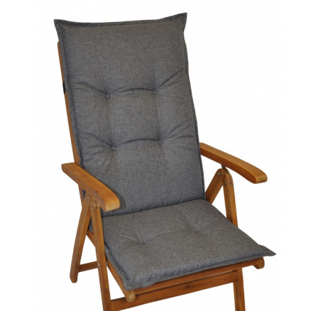 Poduška na teakové záhradné kreslo UNI excelent vysoké - látka vodeodolná sivá Duo