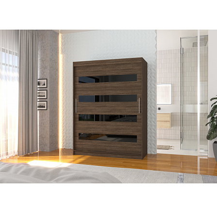 Posuvná skriňa s lacobelom MARTINEZ 150 Choco+Black Lacobel