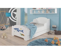 Posteľ s matracom a zásuvkou AMADIS SEA ANIMALS 140x70 White