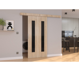 Posuvné dvere na stenu HERS 76 Sonoma+Black Lacobel
