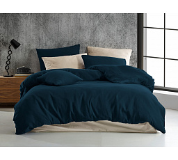 Mušelínové obliečky 140x200, 70x90 cm tmavomodré