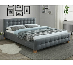 Posteľ BARCELONA 160x200 cm, sivá látka 23/dub