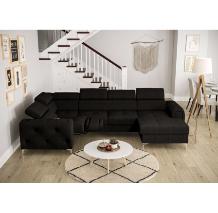 Rohová sedacia súprava ORION MAX III, relax s funkciou spania 165x320x190 cm - čierna, ľavá