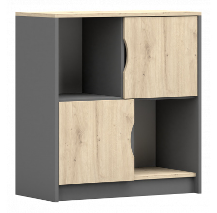 Komoda - JOY II 01, Sivá/Dub Artisan