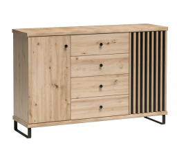 Komoda CALI C-4, Artisan/čierny mat