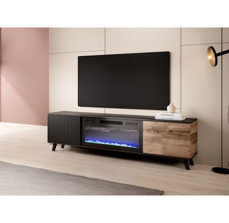 TV komoda RANDOM RTV-K RTV 180 cm s krbom, dub wotan/čierny