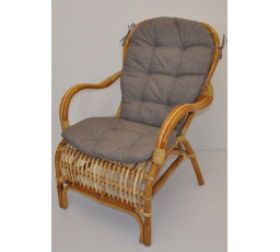 Ratanové kreslo Sidney - vankúš sivé zvýraznenia