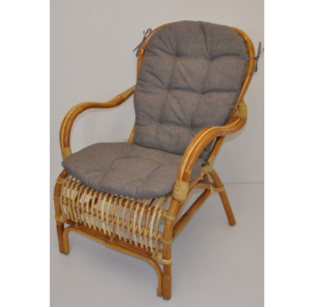 Ratanové kreslo Sidney - vankúš sivé zvýraznenia Ratanové kreslo Sidney - vankúš sivé zvýraznenia