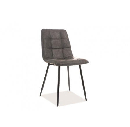 Jedálenská stolička LOOK, čierna matná/sivá ekokoža