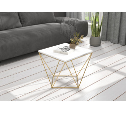 Konferenčný stolík DIANA 50x50 Zlatý+Biely