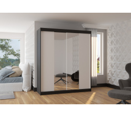 Posuvná skriňa so zrkadlom BALANCE 180 Čierna+Biela