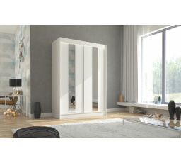 Posuvná skriňa so zrkadlom BALTON 150 Biela+Biela